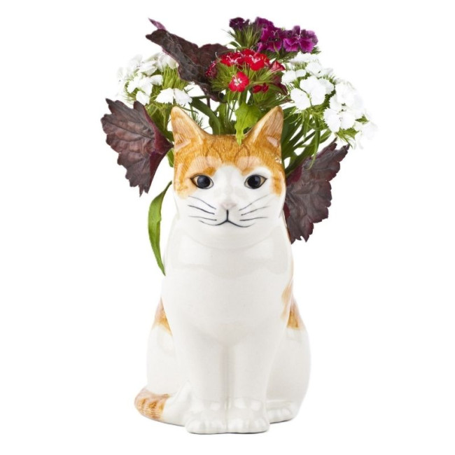 Vase Chat Blanc Roux L, Quail Ceramics UK