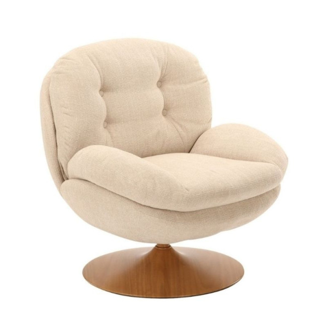 Fauteuil Memento Beige et Bois Naturel, Athezza
