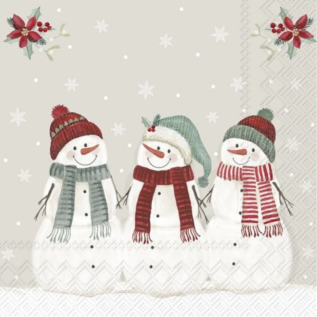 Serviettes en papier Three Snowmen, Ihr