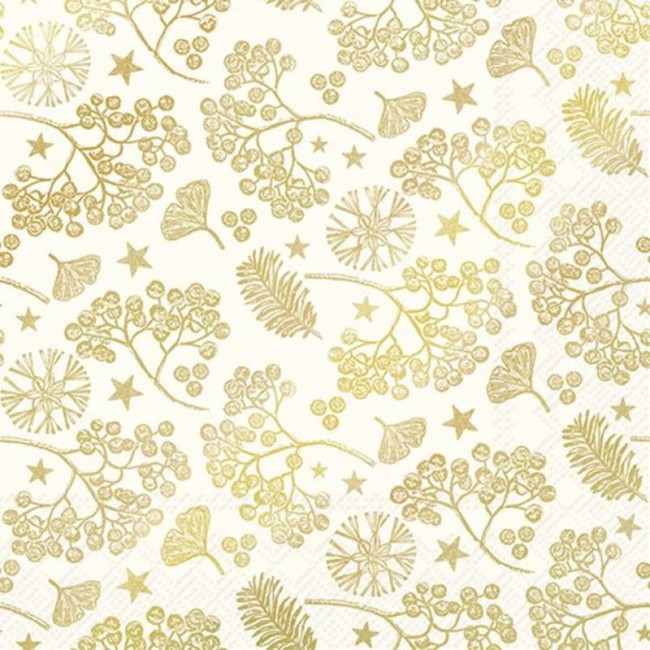 Serviettes en papier Bright Winter Branches Gold, Ihr