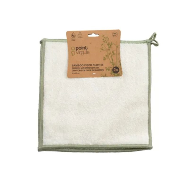 Lot de 2 chiffons en fibre de bambou, Point Virgule