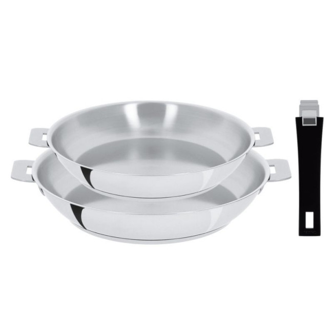 Set de 2 Poêles Hautes Amovibles + 1 poignée noire Mutine, Cristel