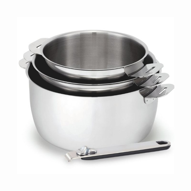 Set 3 Casseroles Inox Move On + poignée amovible, Kitchen Fun