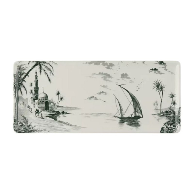 Plat à cake Les Dépareillées Vert, Faïencerie de Gien