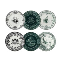 Coffret 6 assiettes dessert Les Dépareillées Vert, Faïencerie de Gien