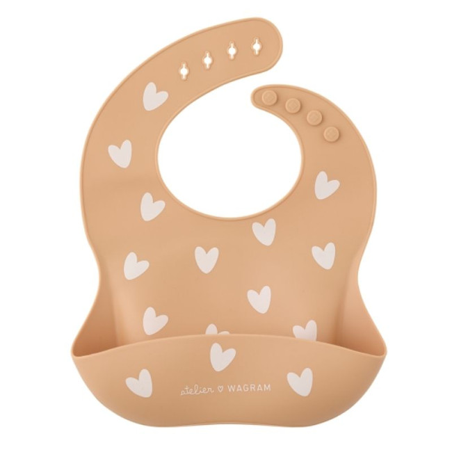 Bavoir en silicone Cœurs Nougat, Atelier Wagram