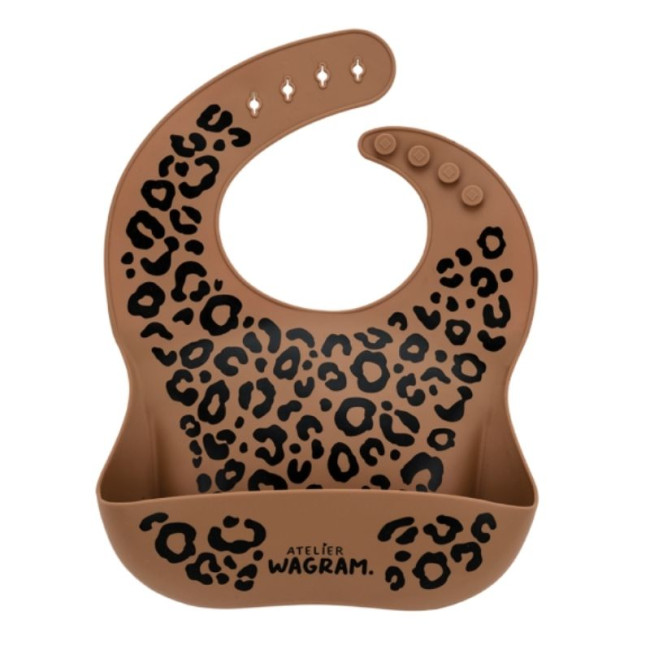 Bavoir en silicone Léopard Caramel, Atelier Wagram