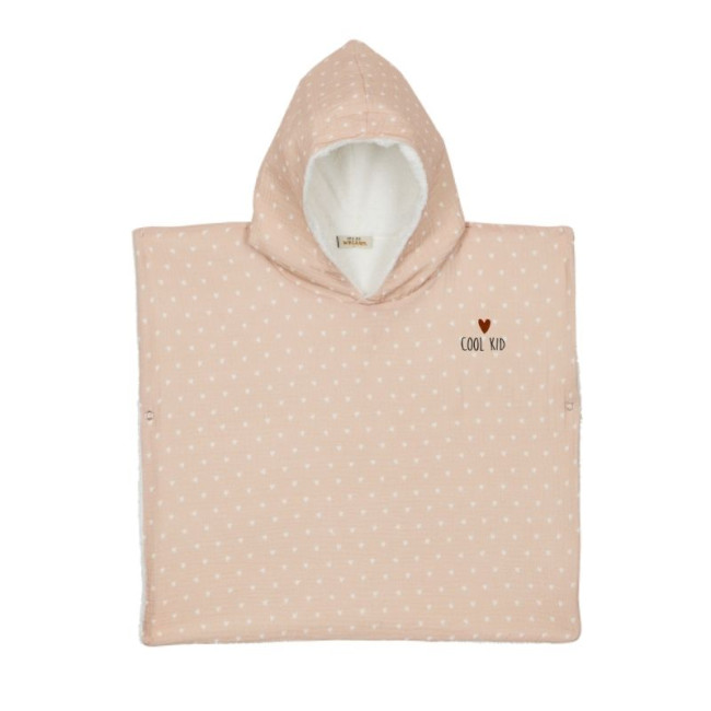 Poncho 3/6 ans en Gaze de coton Coeurs Beige, Atelier Wagram