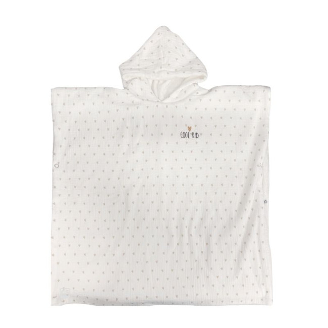 Poncho 3/6 ans en Gaze de coton Cœurs Ecru, Atelier Wagram