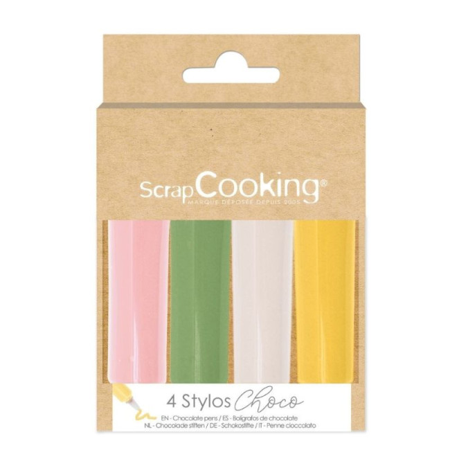 4 stylos goût choco rose, vert, jaune, blanc, ScrapCooking