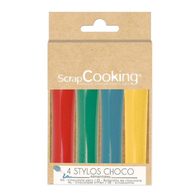 4 stylos goût choco rouge, bleu, jaune, vert, ScrapCooking