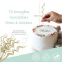 12 bougies d'anniversaire torsadées Dorées, ScrapCooking