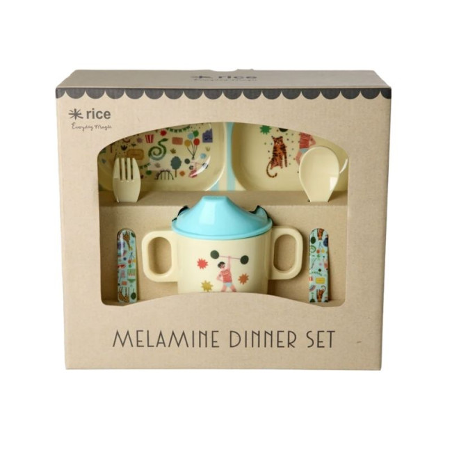 Coffret 4 pièces en mélamine Menthe Fun Fair, Rice