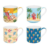 Coffret 4 Mugs 30 cl A La Plage, Easy Life