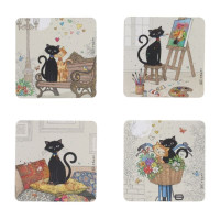 Set de 4 dessous de verre assortis Chats, Kiub