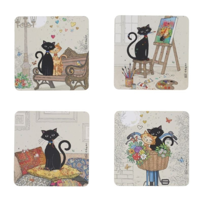 Set de 4 dessous de verre assortis Chats, Kiub