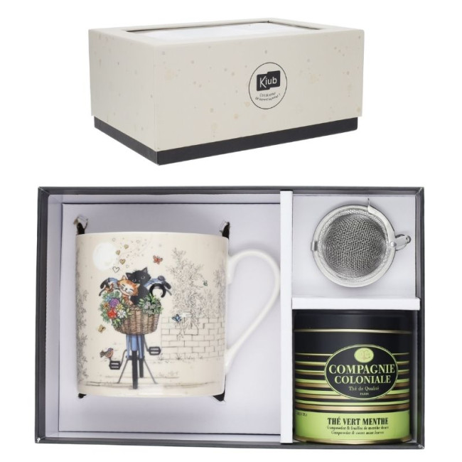 Coffret Mug et Thé en Vrac Bug Art Chats Vélo, Kiub