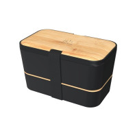 Boîte Bento Modulable 1.5 L Noir & Bambou, Umami