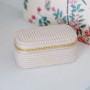 Boîte à Bijoux de Voyage Marie Velours Côtelé Beige, Maison Scarlett