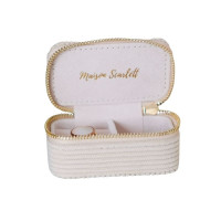 Boîte à Bijoux de Voyage Marie Velours Côtelé Beige, Maison Scarlett