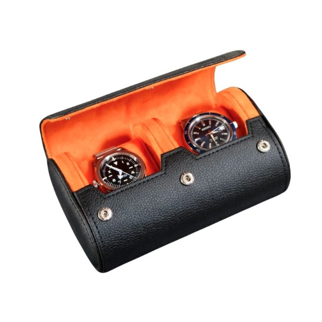 Boîte à Montres de Voyage James 3 emplacements Orange/Noir, Maison Scarlett