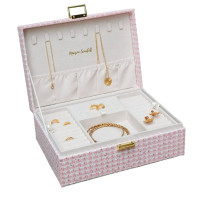 Boîte à Bijoux Louise Pied de Poule Rose, Maison Scarlett