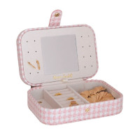 Boîte à Bijoux de Voyage Brigitte Pied de Poule Rose, Maison Scarlett