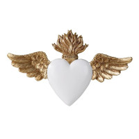 Décoration Murale Ex-Voto Coeur Ailes Blanc, Emdé