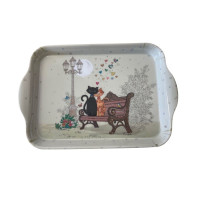 Plateau en mélamine Bug Art Couple de Chats, Kiub