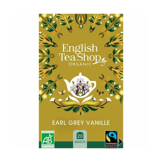Thé Noir Bio Earl Grey Vanille 20 sachets, English Tea Shop