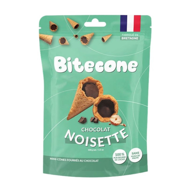 Mini Cônes fourrés au Chocolat Noisette, Bitecone