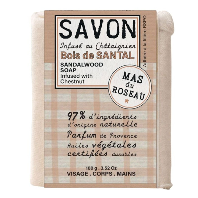 Savon parfumé Bois de Santal, Mas du Roseau