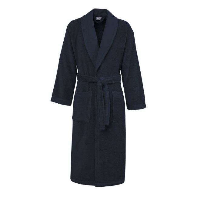 Peignoir de Bain Moelleux Mixte Col Châle SENSOFT Bleu Nuit, Sensei