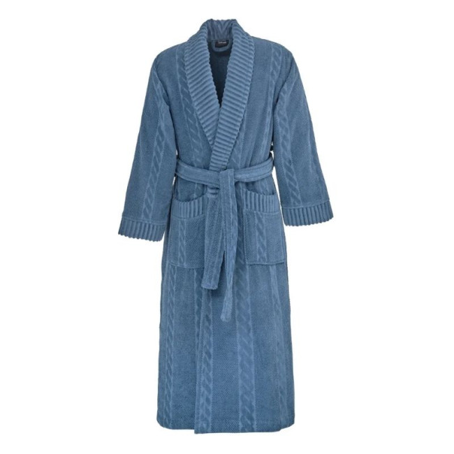 Peignoir Mixte Col Châle Jacquard Velours WARM WOOL Denim, Sensei