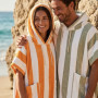 Poncho de plage Rayé Velours ANTIGUA Caramel, Sensei