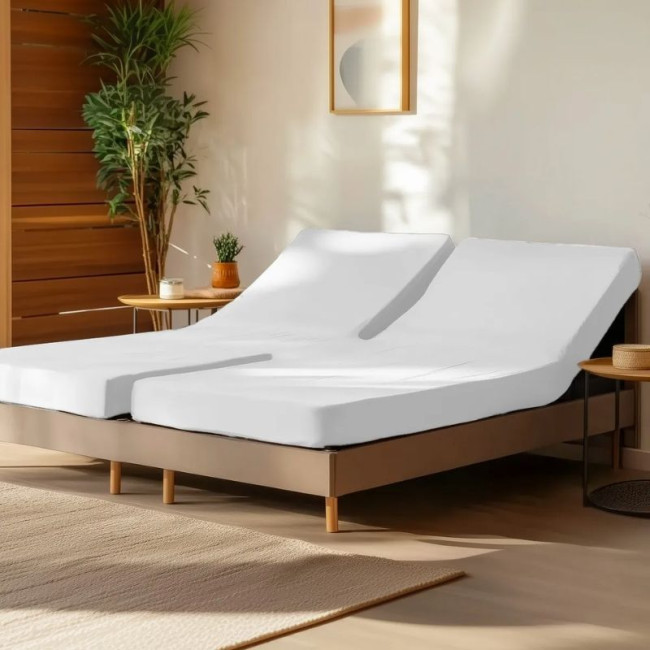 Drap Housse pour Lit Articulé SOFT PERCALE Blanc, Sensei