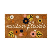 Paillasson coco/pvc Maison fleurie marron, Derrière la porte