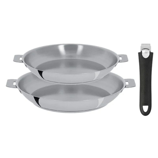 Set de 2 Poêles Amovibles + 1 poignée noire Mutine, Cristel