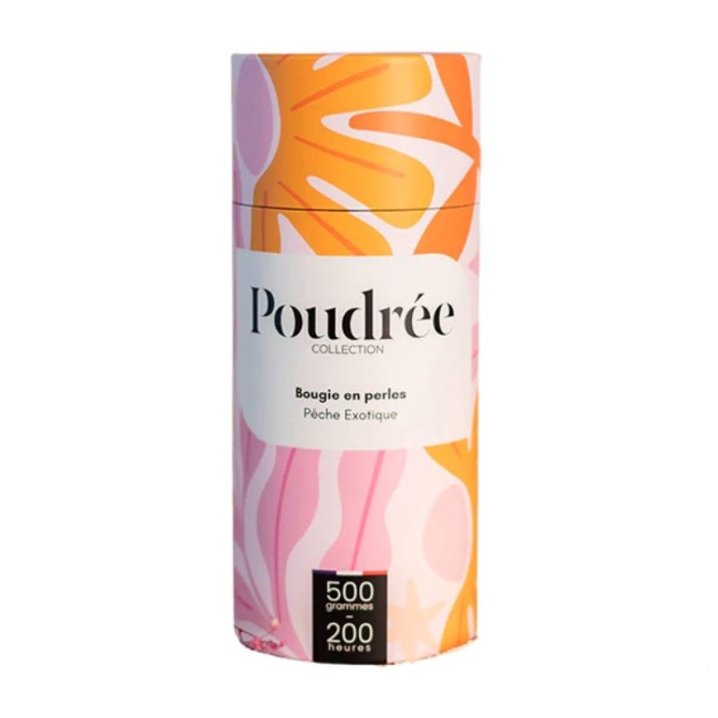 Bougie en perles Pêche Exotique, Poudrée Paris