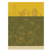 Torchon Moutarde en Fleurs Jaune Coton, Le Jacquard Français