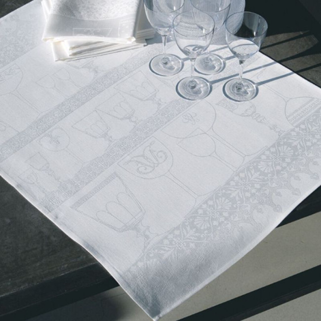Essuie-verres Cristal Blanc en lin, Le Jacquard Français