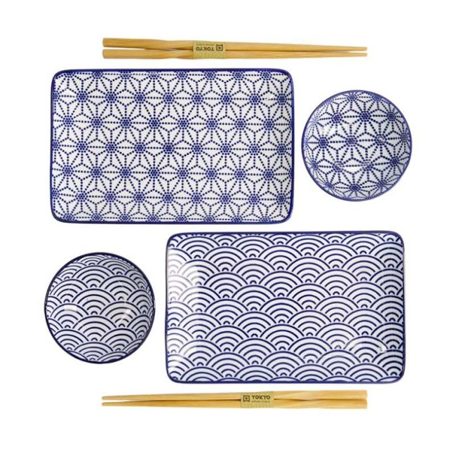 Ensemble Sushi 6 pièces Nippon Blue, Tokyo Design Studio