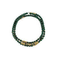 Collier et Bracelet 3 tours Blondie Dark Green, Têtes Blondes