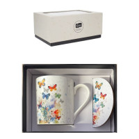 Coffret Mug 28cl et Sous Tasse Papillons, Kiub