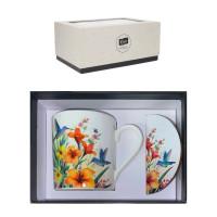 Coffret Mug 28cl et Sous Tasse Colibris, Kiub