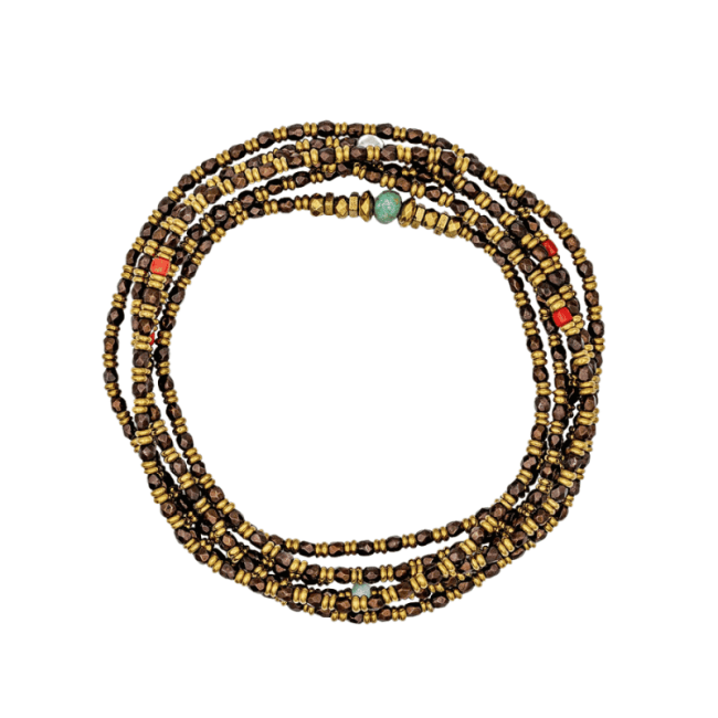 Collier et Bracelet 6 tours Gisèle Bronze, Têtes Blondes