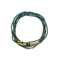 Collier et Bracelet 6 tours Jade Evergreen, Têtes Blondes