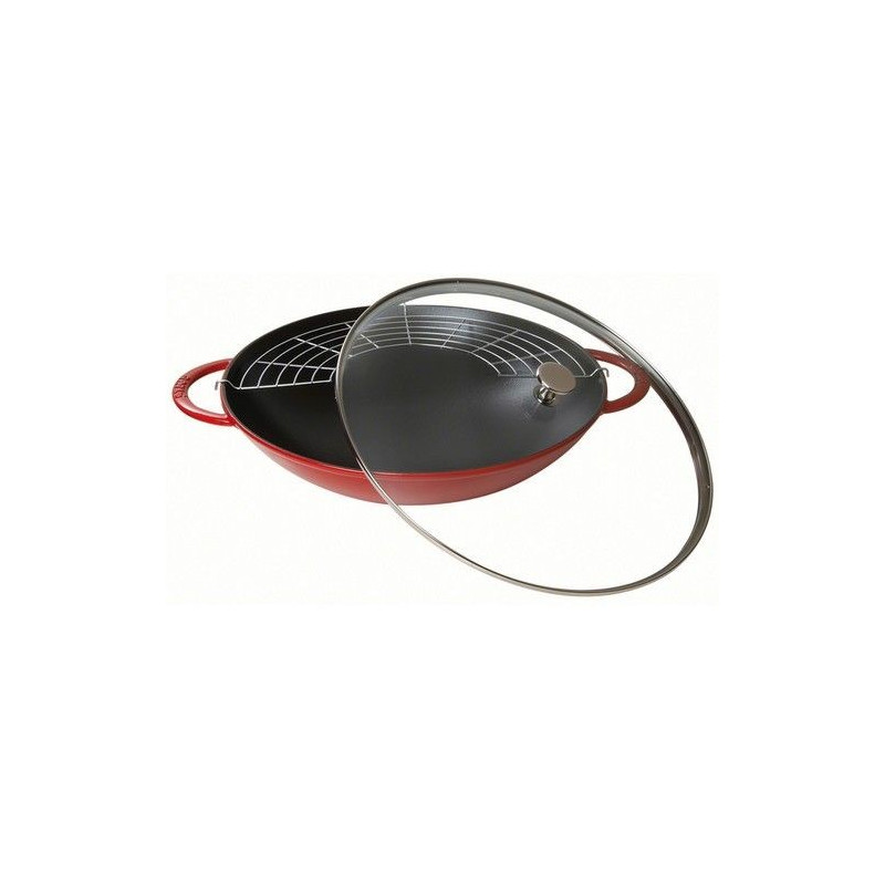 Staub - Wok en fonte 37cm, STAUB Rouge - Staub
