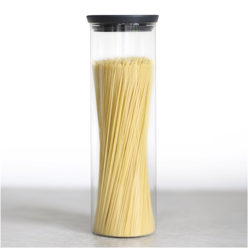 Brabantia - Bocal en verre empilable Dark Grey, Brabantia 1.9 L - BRABANTIA