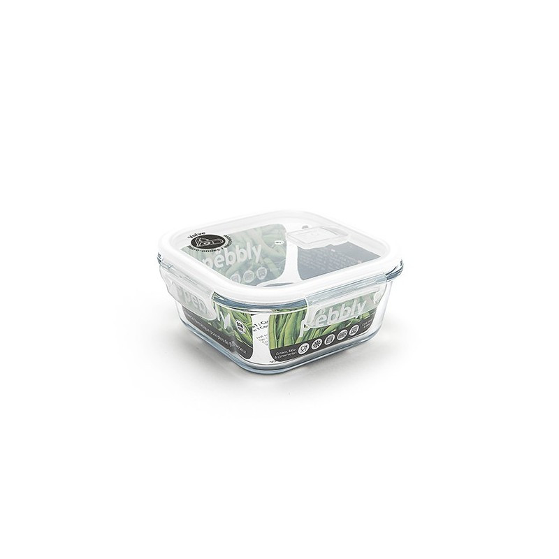 Pebbly - Boîte carrée en verre 800 ml, Pebbly - PEBBLY